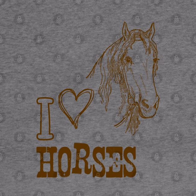 Horse Head with Text: I Love Horses by Biophilia